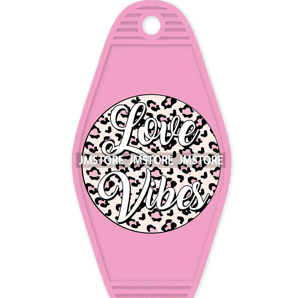 Pink Cowgirl Valentine's Day Candy Hearts High Quality WaterProof UV DTF Sticker For Motel Hotel Keychain Leopard Love Vibes