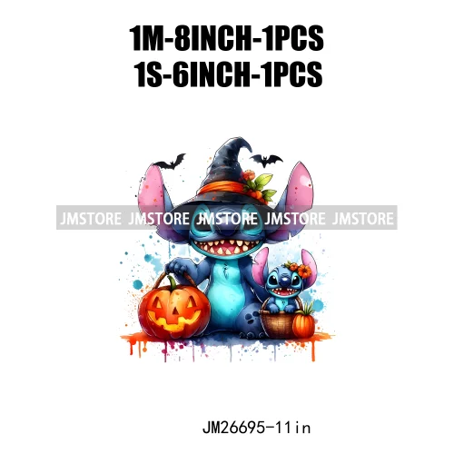 Wholesale Cartoon Character Pumpkin Halloween Scary Vibes Thermal Logo DTF Iron On Transfer Stickers Ready To Press For Clothing