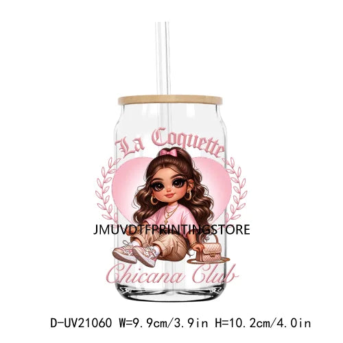 Mexican Latina Mama Chicano Cartoon Girls UV DTF Transfer Stickers Decals For Libbey Cold Cups Mugs Tumbler Waterproof DIY Logo