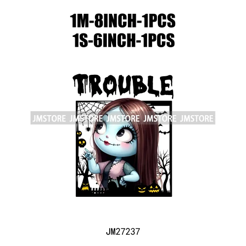 Cartoon Halloween Season Let's Go Ghouls Burn Sage Not Witches Spooky Vibes DTF Iron On Heat Press Transfer Stickers For Clothes