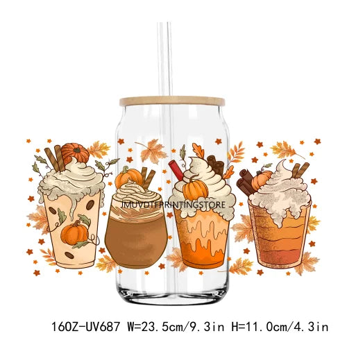 Thanksgiving Fall Thick And Juicy 16OZ UV DTF Cup Wrap Transfers Stickers Custom Labels DIY Waterproof Logo For Libbey Glass Can