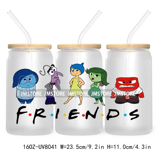 It's Okay To Feel All The Feels UV DTF Cup Wrap For 16OZ Glass Cup Can Transfer Stickers Custom Label Logo Inside Out Characters