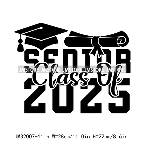 Twenty 25 Graduate Senior 2025 College Graduation Season Iron On DTF Heat Transfer Stickers Ready To Press For Clothes Bags