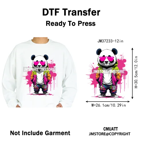 12in Cool Jungle King Beats Graffiti Hip Hop Animals Lover Iron on DTF Thermal Transfers Stickers Ready to Press for T-shirts