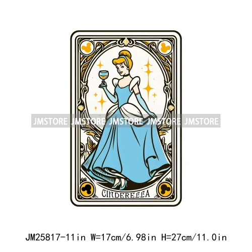 Cute Cartoon Animal Princess Characters Halloween Tarot Cards DTF Iron On Transfers Stickers Ready To Press For T-shirt Bags