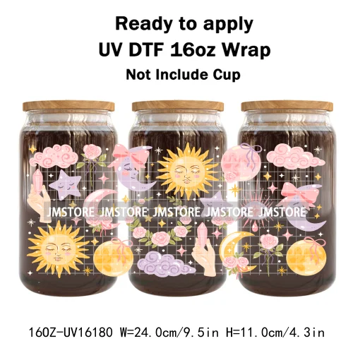 Preppy Lemon Summer Girly Beach Bookish UV DTF Wraps Transfer Sticker Custom Waterproof Logo For 16OZ Libbey Glass Can Tumbler