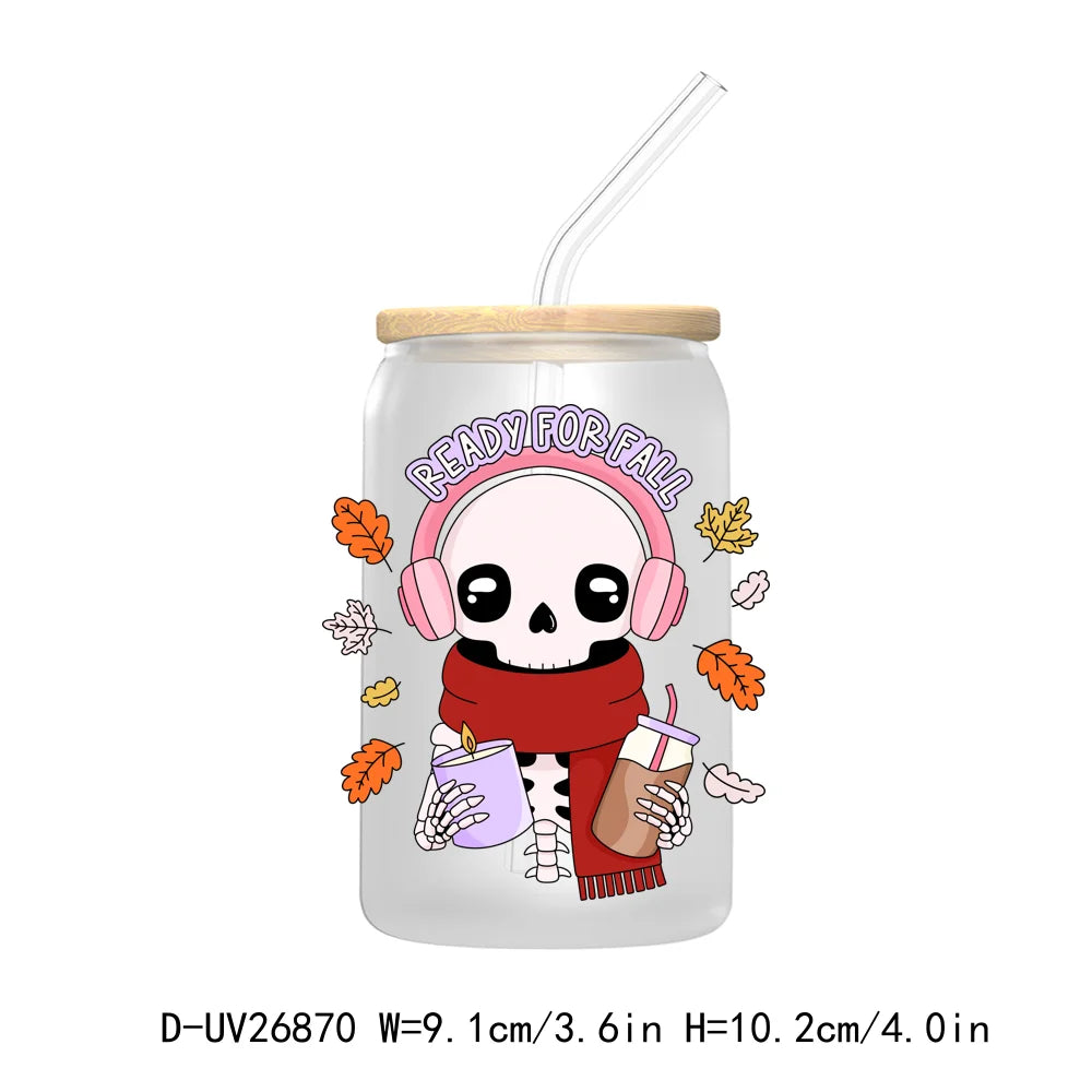 Fall Pumpkin Spice Cozy Readers Bookish Club UV DTF Transfer Stickers Decals For Libbey Cold Cups Mugs Tumbler Waterproof Craft