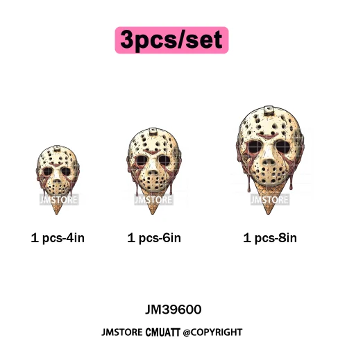 Scary Halloween Popsicles Horror Movie Killers Character Iron on DTF Washable Transfers Stickers Ready to Press for Textile Bags