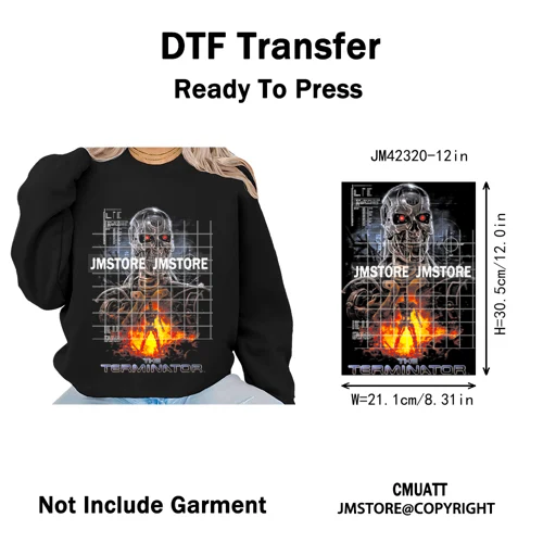 12in Retro Halftone Movie Halloween Spooky Popular Shows Iron on DTF Washable Transfers Stickers Ready to Press for Hoodies