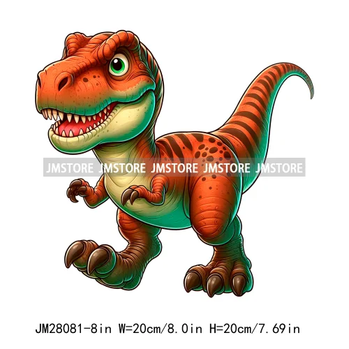 Colorful Dinosaur Baby Animal Thermal Printing Iron On DTF Transfer Stickers Ready To Press For Clothes