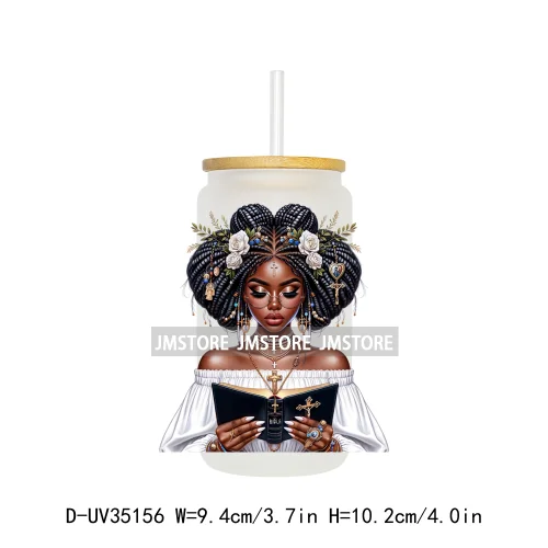 Black Girl Praying Faith Religious Woman UV Sticker Decals For Libbey Cold Cups Mugs Tumbler Transfer Stickers Waterproof Prints