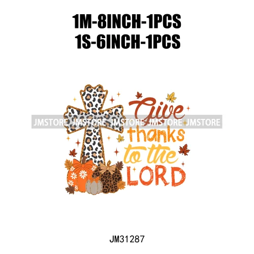 Give Thanks To The Lord Thanksgiving Bible Verse Jesus Fall Pumpkin Coquette Season Iron On DTF Transfers Stickers For Clothing