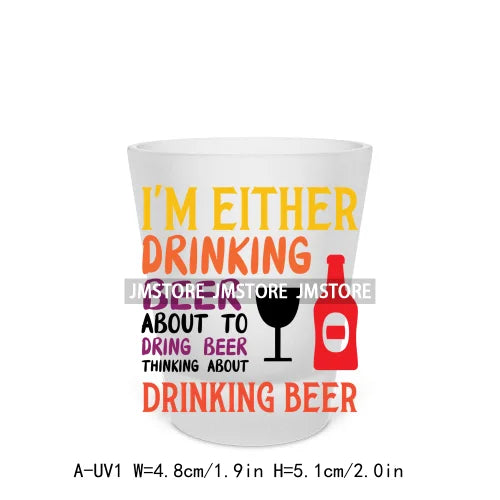 I Need A Huge Glass Of Wine Beer Mugs Alcohol Saying Short Glass Cups Decals UV DTF Transfers Stickers Waterproof DIY Craft