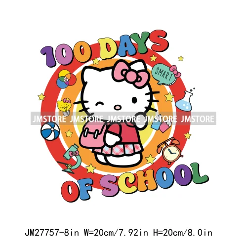 Cartton Animal Happy In My 100 Days Of School Era Books Teacher DTF Iron On Transfers Stickers Ready To Press For T-shirts Bags