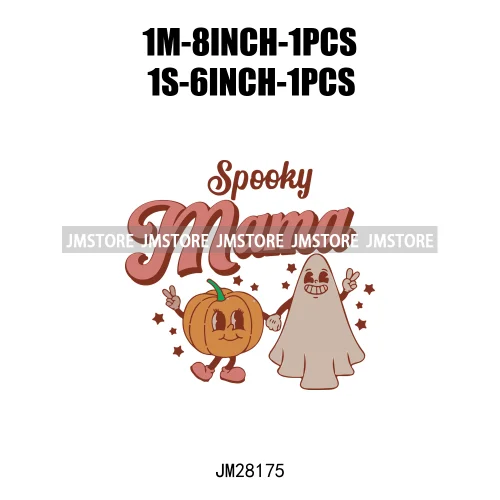 Cute Mama Babe Stay Spooky Let's Go Ghouls Halloween Season Designs DTF Iron On Transfers Stickers Ready To Press For Clothes