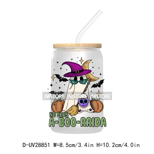 Mexican Ghost Espooky Vibes UV DTF Transfer Stickers Decals For Libbey Cold Cups Mugs Tumbler Conchas And Cucuys Halloween Boo