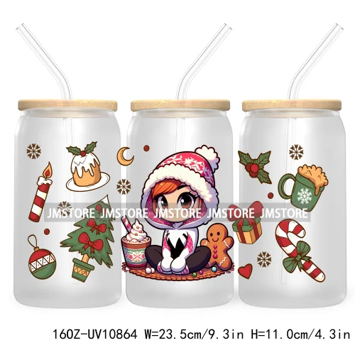 Christmas Movie Killer UV DTF Cup Wrap For Libbey Glass Can Transfer Stickers Waterproof Custom Labels Scary Horror Friends