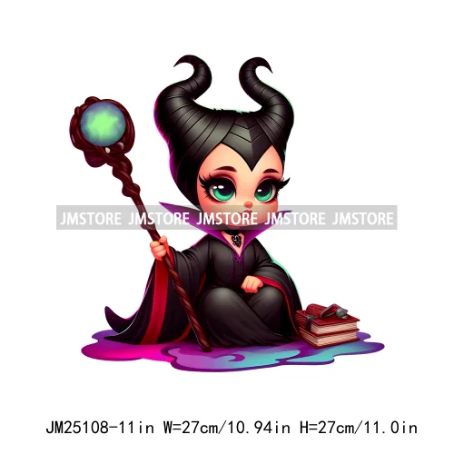 Cartoon Washable Halloween Princess Evil Queen Girls Printing Designs DTF Iron On Transfers Stickers Ready To Press For Textil