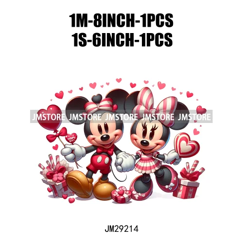 Happy Valentine's Day Cartoon Character Mouse Animal Cupid Love Heart DTF Iron On Transfers Stickers Ready To Press For T-shirts