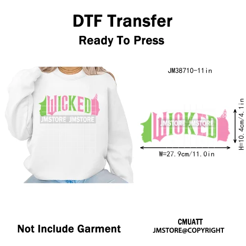 Magic Musical Movies Bad Good Witches Team Pink Green Coquette Iron on DTF Heat Transfers Stickers Ready to Press for T-shirts