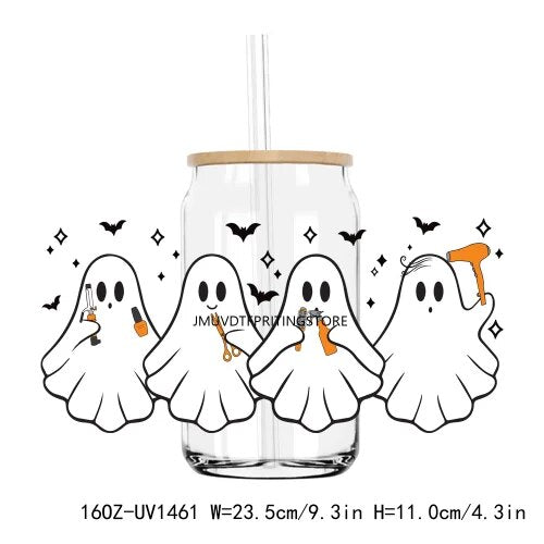 Western Halloween Boo Ghost 16OZ UV DTF Cup Wrap Transfers Stickers Custom Labels DIY Durable Waterproof Logo For Libbey Glass