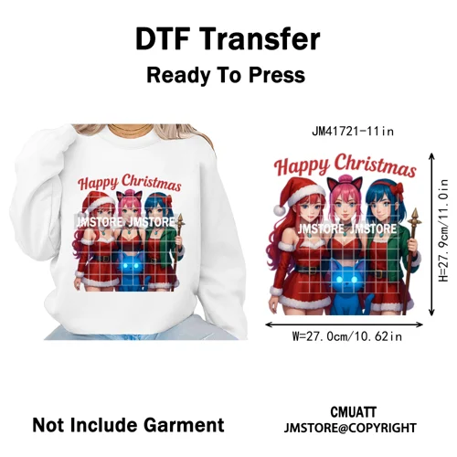 Holly Stars Gifts Happy Kpop Christmas Vibes Winter Holiday Iron on DTF Washable Transfers Stickers Ready to Press for Hoodies