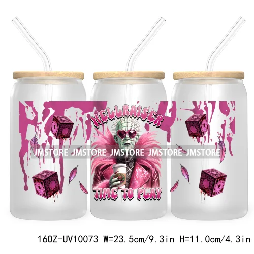 Trendy Horror Movies Character 16OZ UV Cup Wrap DTF Transfer Stickers For Libbey Glass Can Cups Tumbler Coffee Now Slash Later