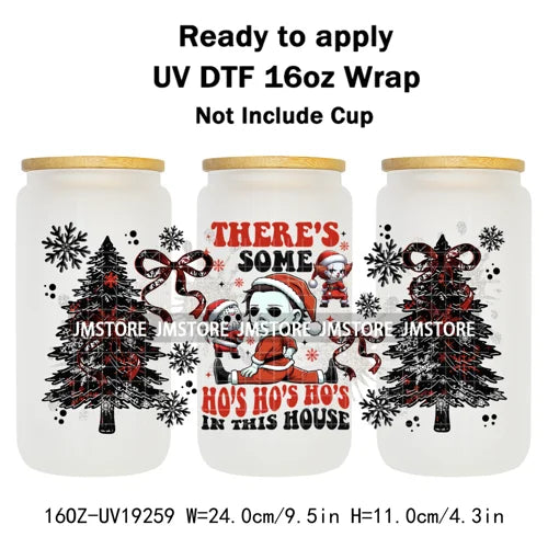 Horror Xmas Ghouls Characters NBC 16OZ UV DTF Cup Wraps Ready To Apply Durable Transfer Stickers For Libbey Glass Can Christmas