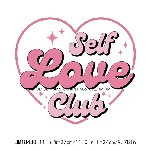 Iron On Love More Cupid Vibes Transfer Decals Self Love Club Pink XOXO Valentine's Day DTF Heat Press Stickers For Clothing Bags