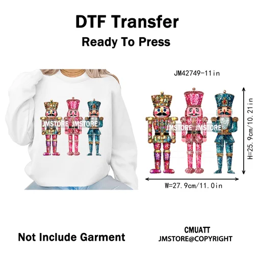 Merry Christmas Holly Jolly Coquette Tree Cartoon Movie Vibes Iron on DTF Washable Transfer Stickers Ready to Press for Textiles