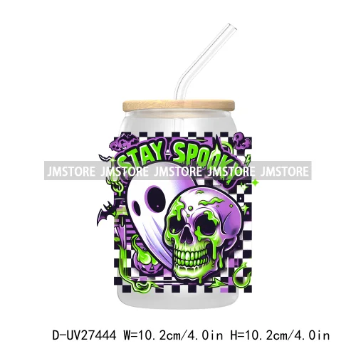 Trick or Teach Ghouls Halloween UV DTF Transfer Stickers Decals For Libbey Cold Cups Mugs Tumbler Waterproof Label Spooky Season