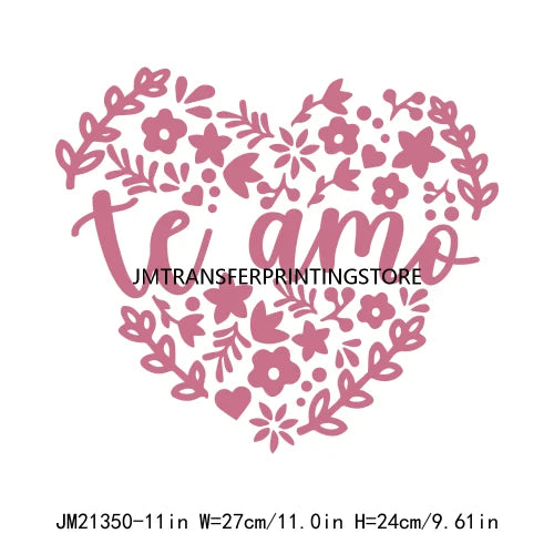 Funny Spanish San Valentin Love Quotes Iron On Decals Latina Mexican Me Gustas Eres Mi Mundo DTF Transfer Stickers For Clothing