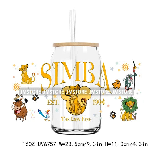 Cartoon Lion Tiger Princess 16OZ UV DTF Cup Wrap Transfers Stickers Custom Labels Durable Waterproof Logo For Libbey Glass Can