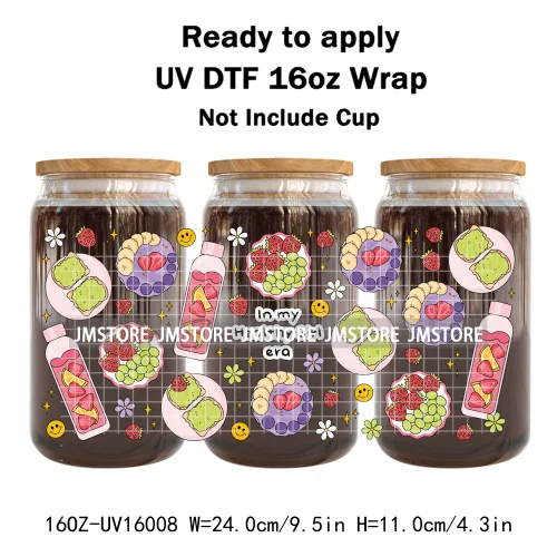 Coffee Coquette Bookish School Girly UV DTF Wraps Transfer Sticker Waterproof High Quality For 16OZ Libbey Glass Can Tumbler Mug