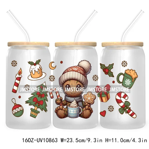 Christmas Movie Killer UV DTF Cup Wrap For Libbey Glass Can Transfer Stickers Waterproof Custom Labels Scary Horror Friends