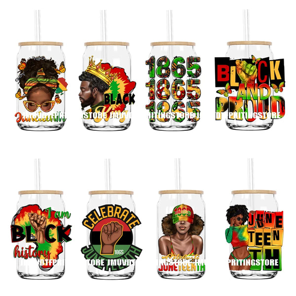 Juneteenth 1865 Black History Month UV DTF Transfers Stickers Decals For Libbey Cold Cups Mugs Tumbler Waterproof DIY Craft