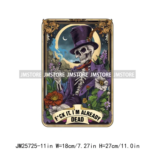 Mystic Witch Audacity Cereal Killer Skeleton Thermal Logos Tarot Card DTF Iron On Transfers Stickers Ready To Press For Hoodies