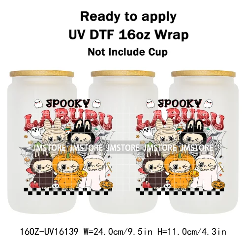 Spooky Doll Monster Characters UV DTF Stickers Fall Pumpkin Halloween Ready to Transfer Cup Wrap For Libbey Can Glass Tumblers