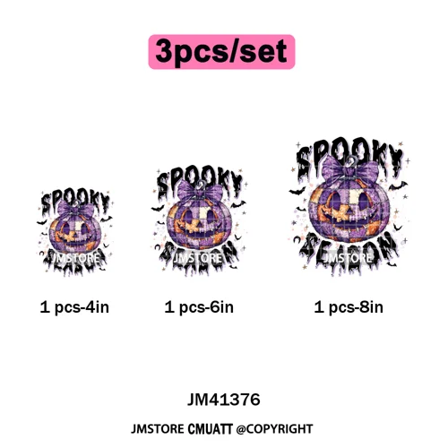 Preppy Coquette Halloween Floral Fall Pumpkin Spooky Season Iron on Washable DTF Transfers Stickers Ready to Press for Clothing