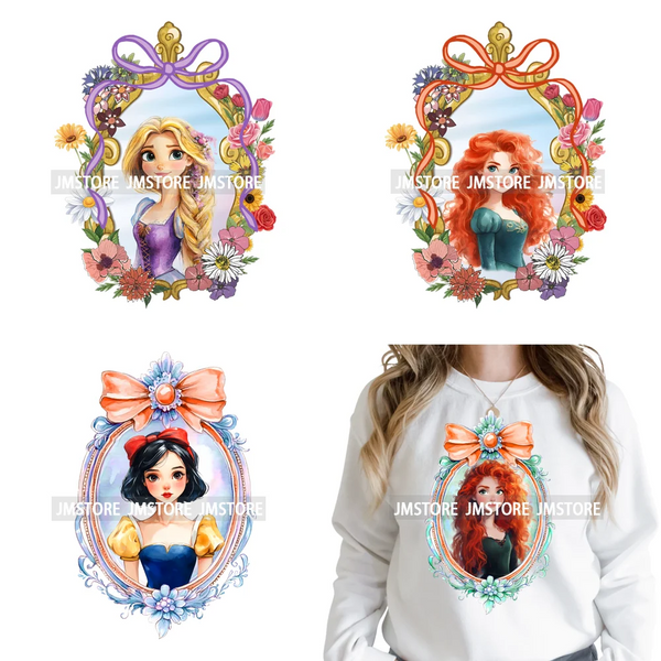 Colorful Coquette Mirror Princess Girly Family Vacation Iron on Washable DTF Heat Transfers Stickers Ready to Press for Clothes