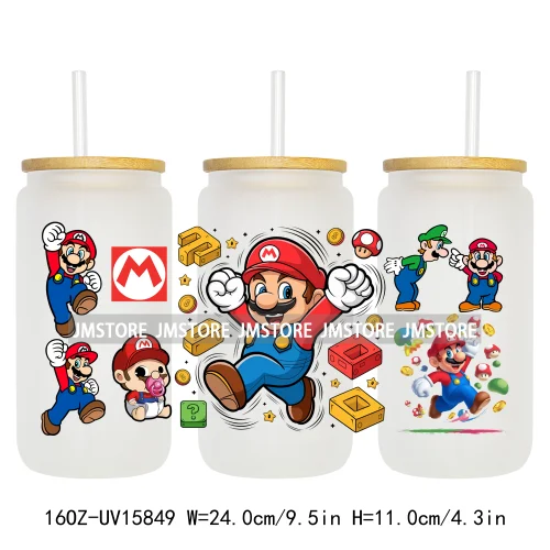 Retro Game Super Hero Princess UV DTF Cup Wraps Ready To Apply Waterproof Transfer Stickers For 16OZ Libbey Glass Can Tumbler