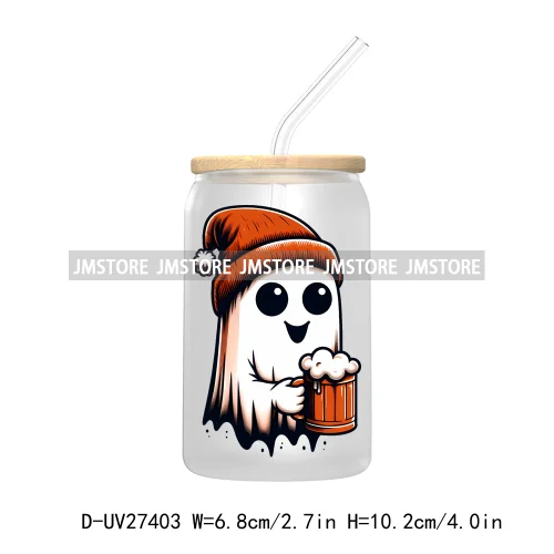 Cute Bougie Ghost Boo Halloween UV DTF Transfer Stickers Decals For Libbey Cold Cup Mug Tumbler High Quality Fall Pumpkin Season