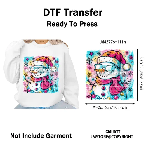 Preppy Brushstroke Gingerbread Santa Bow Tree Merry Christmas Girly Iron on DTF Transfers Stickers Ready to Press for T-shirts