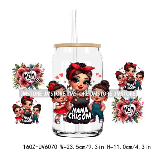 Cartoon Mama Chingona Chicana 16OZ UV DTF Cup Wrap Transfers Stickers Custom Labels Durable Waterproof Logo For Libbey Glass Can