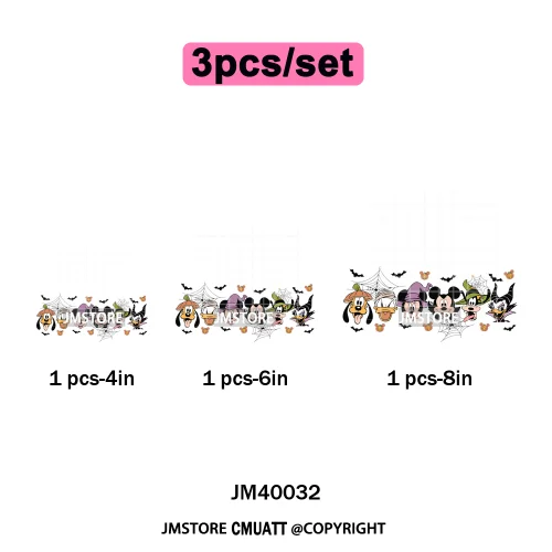 Happy Halloween Nightmare Cartoon Character Pumpkin Skeleton Iron on DTF Washable Transfers Stickers Ready to Press for T-shirts