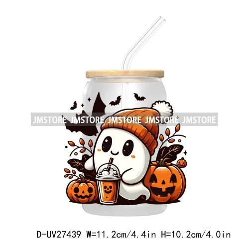 Cute Bougie Ghost Boo Halloween UV DTF Transfer Stickers Decals For Libbey Cold Cup Mug Tumbler High Quality Fall Pumpkin Season