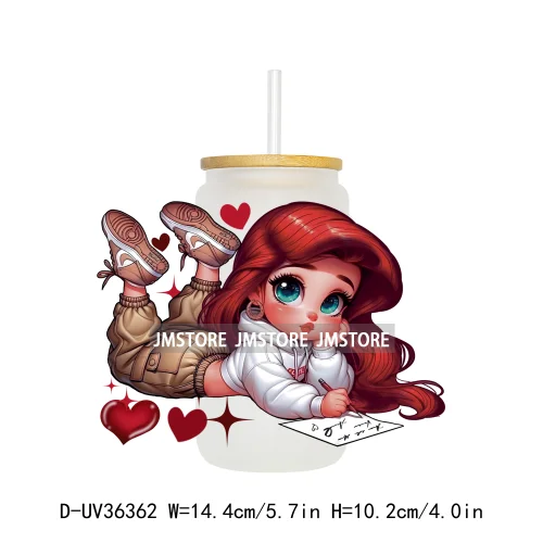 Princess Reading Book Lover UV Sticker Decals For Libbey Cold Cups Mugs Tumbler Transfer Stickers Waterproof High Quality Labels