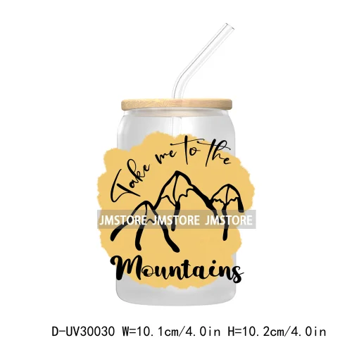 Mountain Hiking Quotes UV DTF Transfer Stickers Decals For Libbey Cold Cups Mugs Tumbler High Quality Labels Hunter Deer Fishing