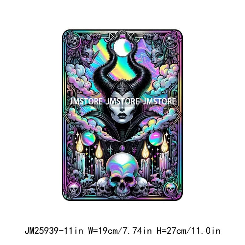 Custom Horror Halloween Emperor Empress Witch Skull Tarot Card Decals DTF Iron On Transfers Stickers Ready To Press For Clothing