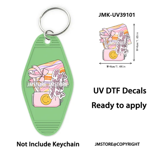 Reading Book Animals Mental Health UV DTF Motel Keychain Wraps Ready To Apply Waterproof High Quality Hotel Keychain Decals